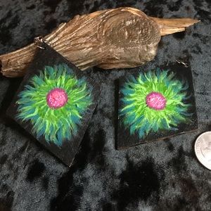 Hand Painted Sunflower Earrings